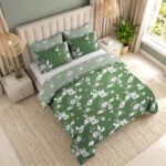 Luxury Floral Birds Duvet Cover Set - Green