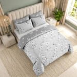 Luxury Elegant Floral Birds Duvet Cover Set - Grey