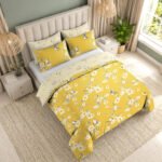 Luxury Floral Birds Duvet Cover Set - Ochre