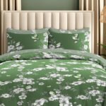 Luxury Floral Birds Duvet Cover Set - Green
