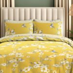 Luxury Floral Birds Duvet Cover Set - Ochre