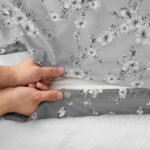 Luxury Elegant Floral Birds Duvet Cover Set - Grey
