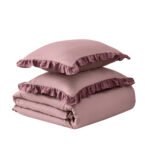 Frill Edge Duvet Cover Set - Baby Pink/Dusky Pink - Image 13