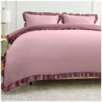 Frill Edge Duvet Cover Set - Baby Pink/Dusky Pink - Image 2