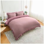 Frill Edge Duvet Cover Set - Baby Pink/Dusky Pink - Image 4