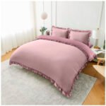 Frill Edge Duvet Cover Set - Baby Pink/Dusky Pink - Image 5