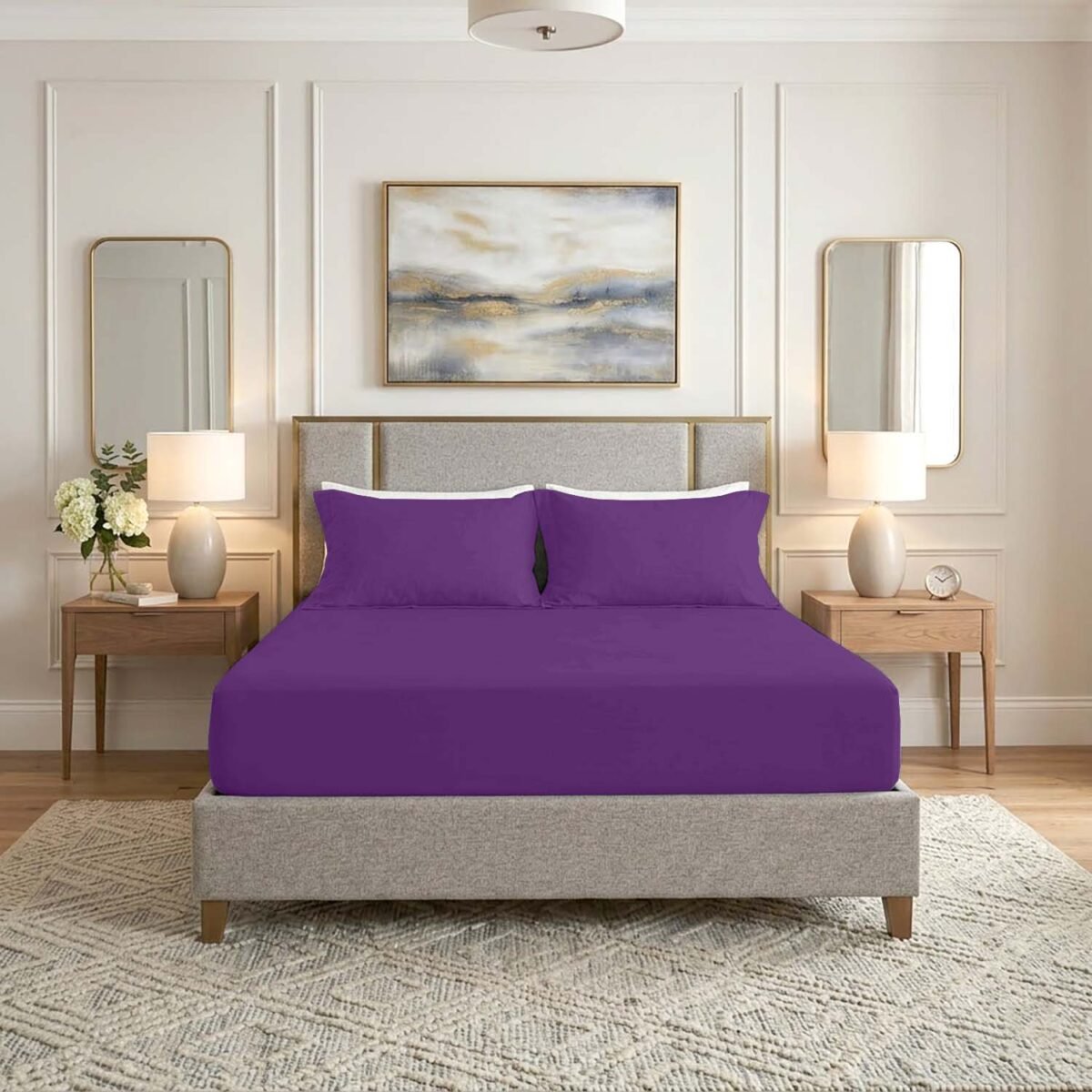 Premium Home Essentials Plain Fitted Sheet - Berry