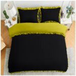 Frill Edge Duvet Cover Set - Black/Ochre - Image 9