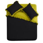 Frill Edge Duvet Cover Set - Black/Ochre - Image 11