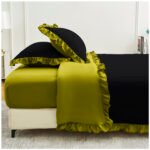 Frill Edge Duvet Cover Set - Black/Ochre - Image 12