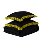 Frill Edge Duvet Cover Set - Black/Ochre - Image 13