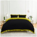 Frill Edge Duvet Cover Set - Black/Ochre