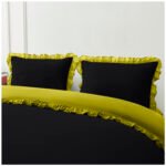 Frill Edge Duvet Cover Set - Black/Ochre - Image 3