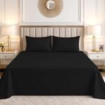 Luxury Cotton Blend Flat Bed Sheet - Black