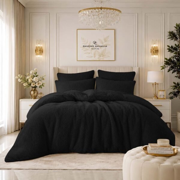Ultra Teddy Fleece Duvet Cover Set - Black