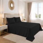 Luxury Cotton Blend Flat Bed Sheet - Black - Image 2
