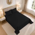 Luxury Cotton Blend Flat Bed Sheet - Black - Image 3