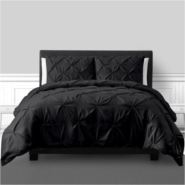 Luxury Pintuck Duvet Cover Set - Black