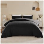 Reversible Plain Duvet Cover Set - Black/Charcoal