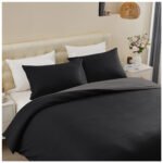 Reversible Plain Duvet Cover Set - Black/Charcoal - Image 3