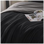 Reversible Plain Duvet Cover Set - Black/Charcoal - Image 6