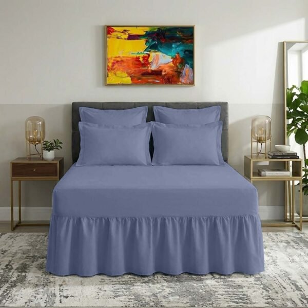 Plain Dyed Polycotton Valance Sheet - Blue