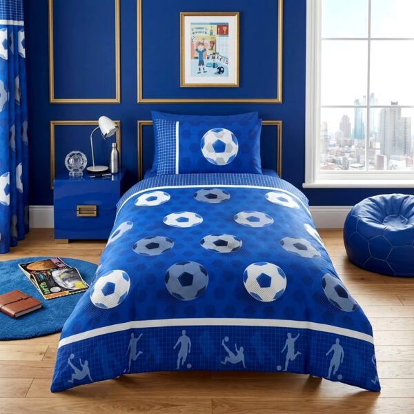Modern Kids Football Duvet Set Deluxe - Blue