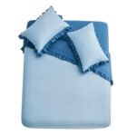 Frill Edge Duvet Cover Set - Blue/Denim Blue - Image 15