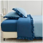 Frill Edge Duvet Cover Set - Blue/Denim Blue - Image 12