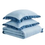 Frill Edge Duvet Cover Set - Blue/Denim Blue - Image 13