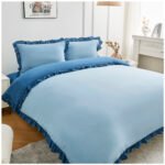Frill Edge Duvet Cover Set - Blue/Denim Blue - Image 6