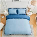 Frill Edge Duvet Cover Set - Blue/Denim Blue - Image 9