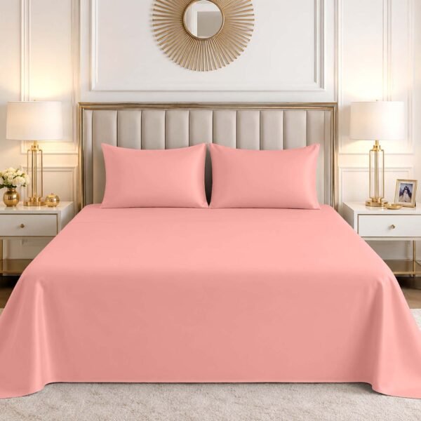 Luxury Cotton Blend Flat Bed Sheet - Blush Pink