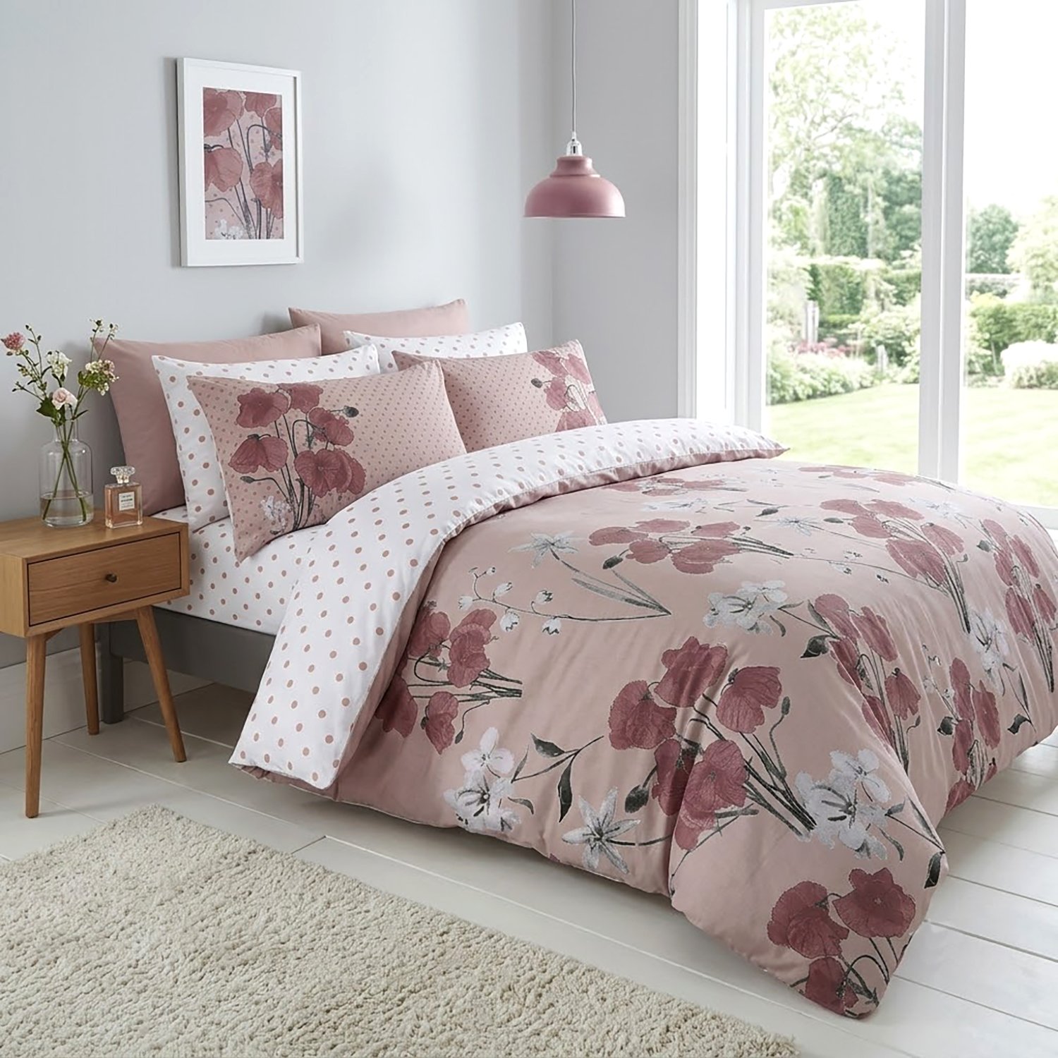Blush Pink 1 Botanical Floral Print Duvet Cover Set - Blush Pink