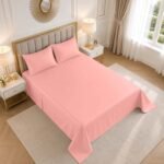 Luxury Cotton Blend Flat Bed Sheet - Blush Pink - Image 3