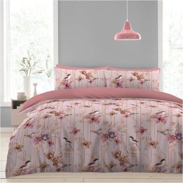Sparrow Flower Duvet Cover Set - Blush Pink