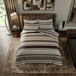 Striped Complete Bedding Set - Brown/Cream