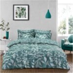 Reversible Botanical Leaf Duvet Cover Set - Teal