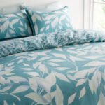 Luxury Reversible Leaf Duvet Cover Set - Teal - Image 5