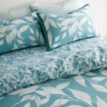 Luxury Reversible Leaf Duvet Cover Set - Teal - Image 7