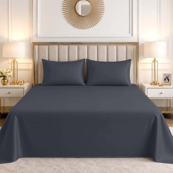 Luxury Cotton Blend Flat Bed Sheet - Charcoal