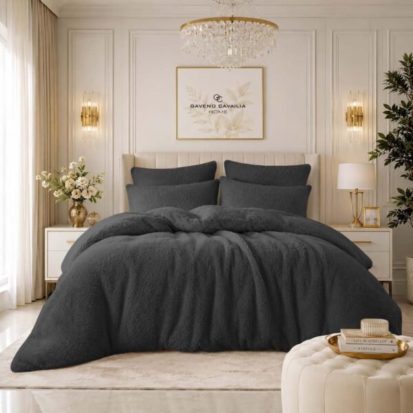 Ultra Teddy Fleece Duvet Cover Set - Charcoal