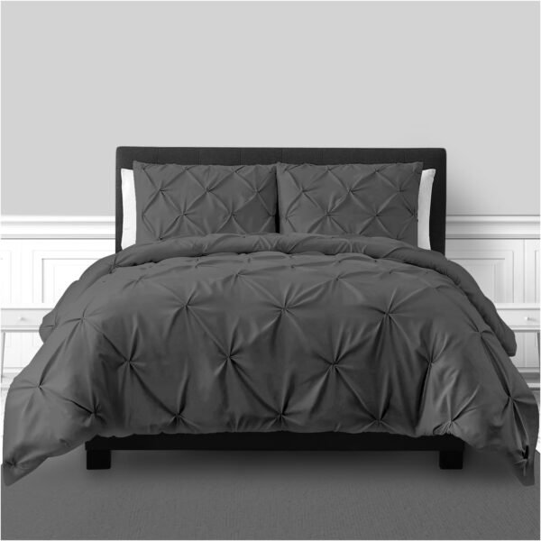 Luxury Pintuck Duvet Cover Set - Charcoal