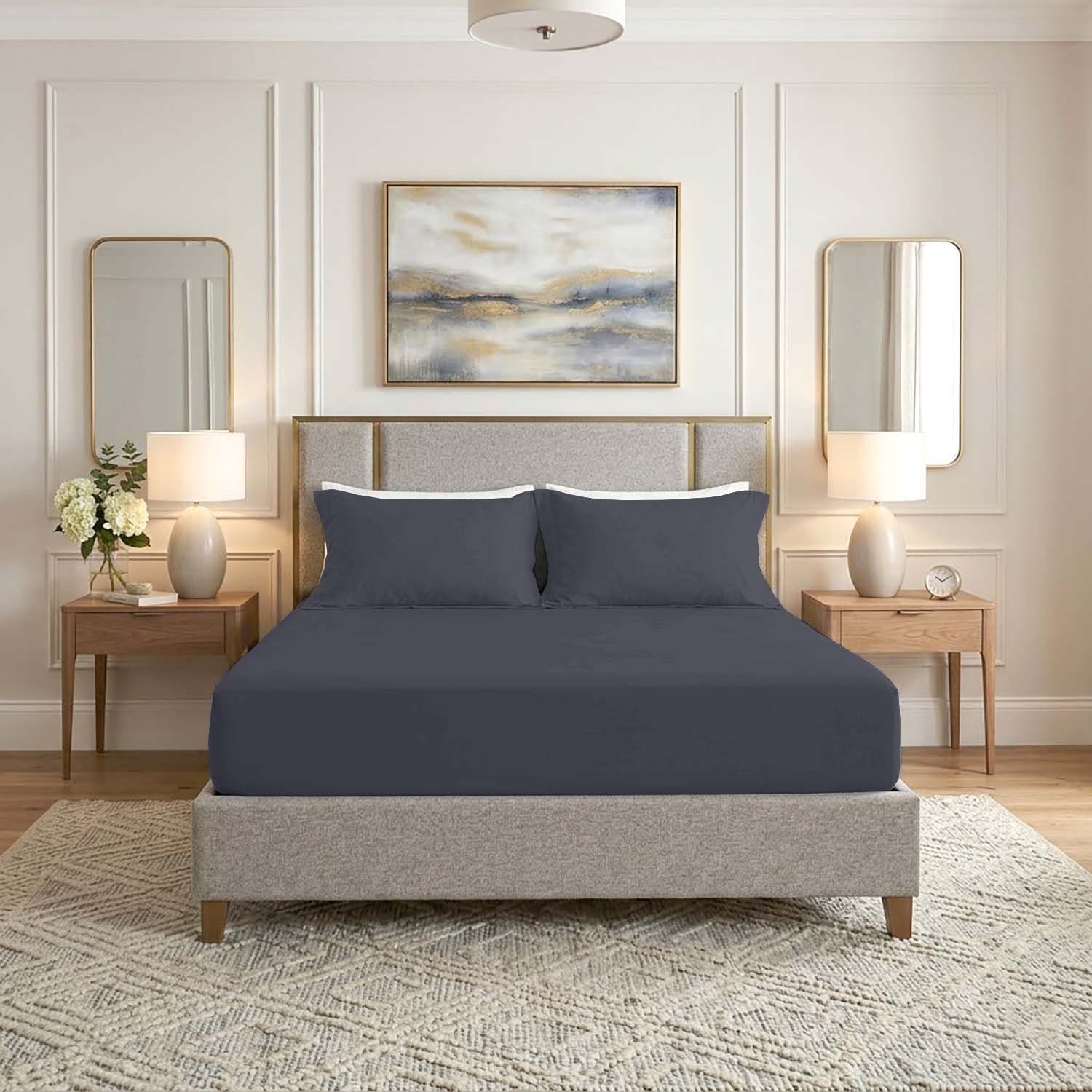 Charcoal 3 Premium Home Essentials Plain Fitted Sheet - Charcoal
