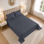 Luxury Cotton Blend Flat Bed Sheet - Charcoal - Image 3