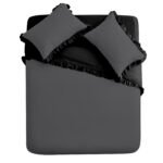 Frill Edge Duvet Cover Set - Charcoal/Black - Image 14
