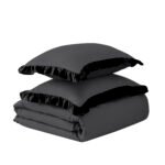 Frill Edge Duvet Cover Set - Charcoal/Black - Image 15