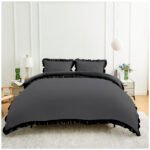 Frill Edge Duvet Cover Set - Charcoal/Black