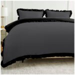 Frill Edge Duvet Cover Set - Charcoal/Black - Image 4