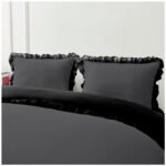 Frill Edge Duvet Cover Set - Charcoal/Black - Image 3